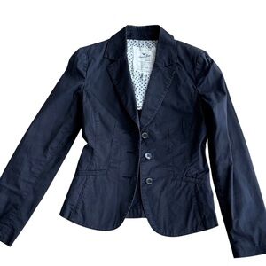 Authentic Armani Jeans Navy Fitted Blazer w/ Polka Dot Lining – Size 38/2